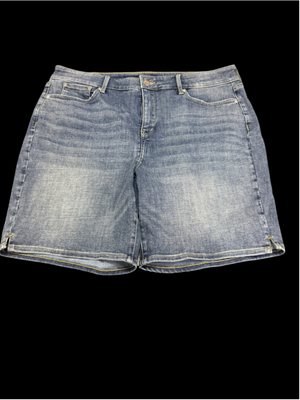 Women's NYDJ Blue Jean Shorts Size 16 with Yellow Stitching